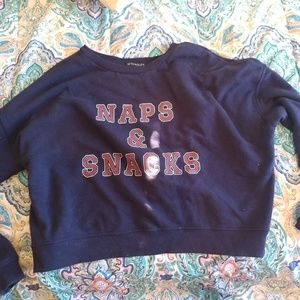 Cropped crew neck sweater